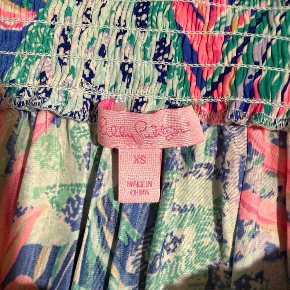 Lilly Pulitzer Hollee Off Shoulder Mini Dress XS Pink Pineapple Tropical Resort - Picture 3 of 6